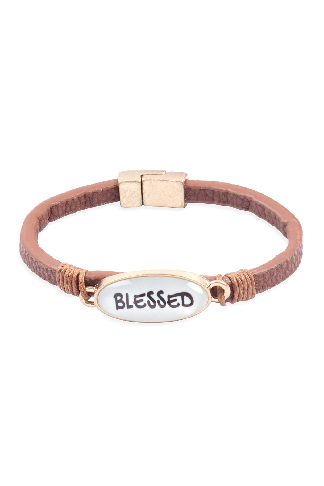 "Blessed" Animal Print Leather Magnet Bracelet