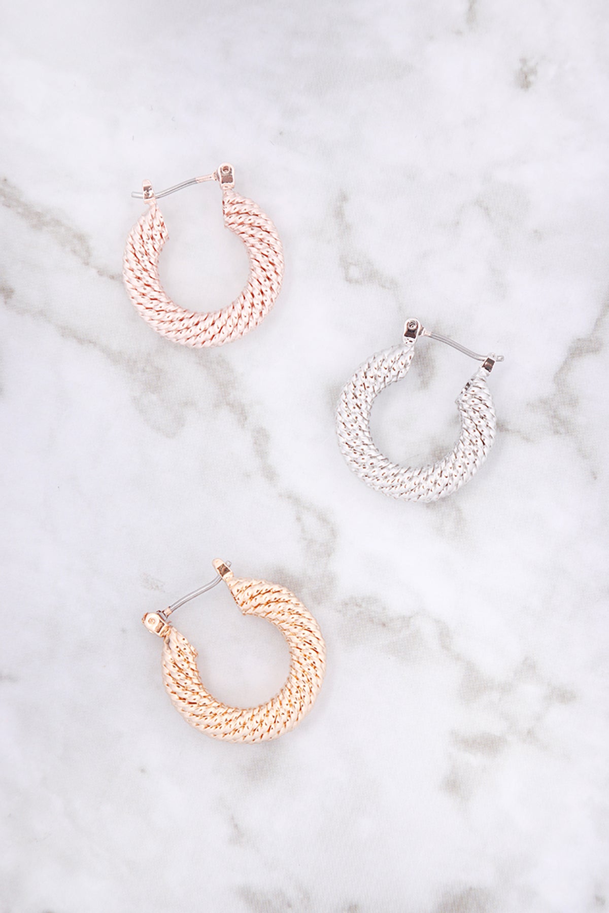 Textured Hoop Latch Earrings