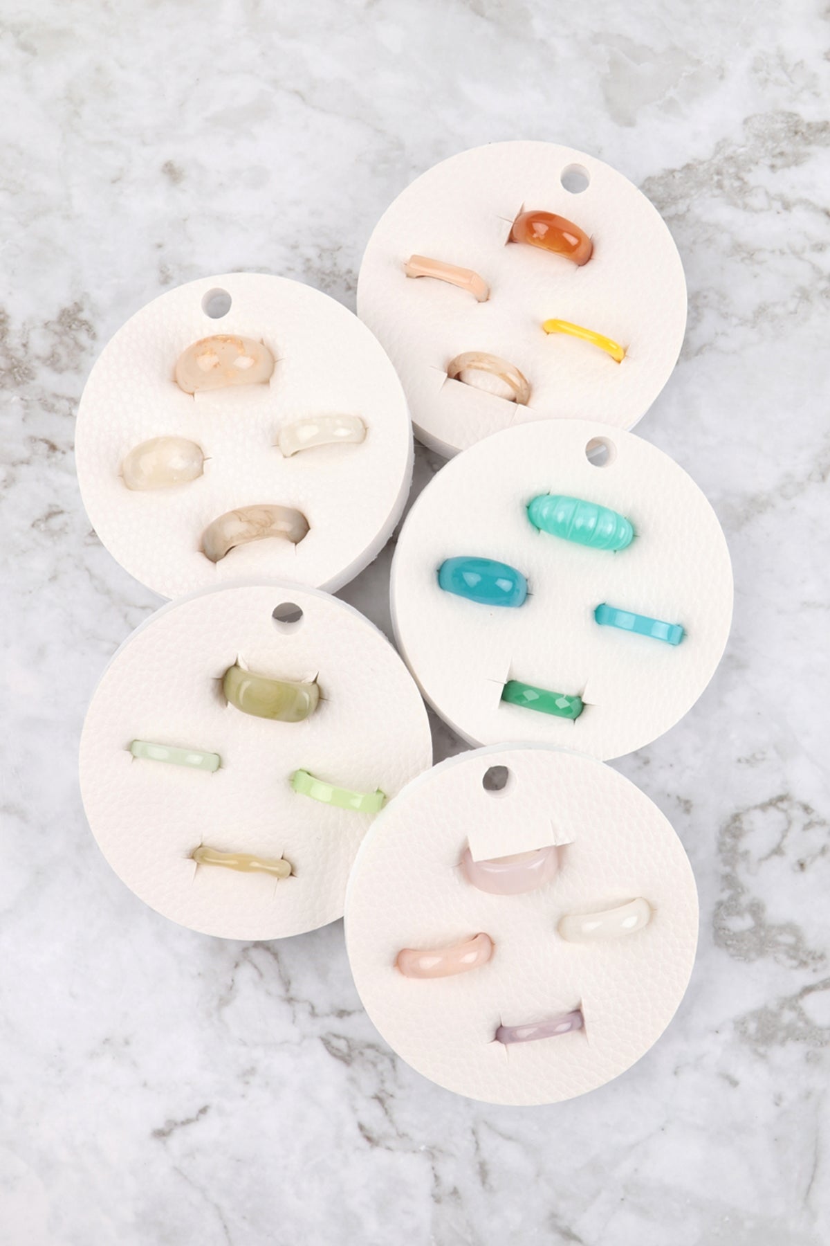 4 Pcs Ring Set Acrylic Textured