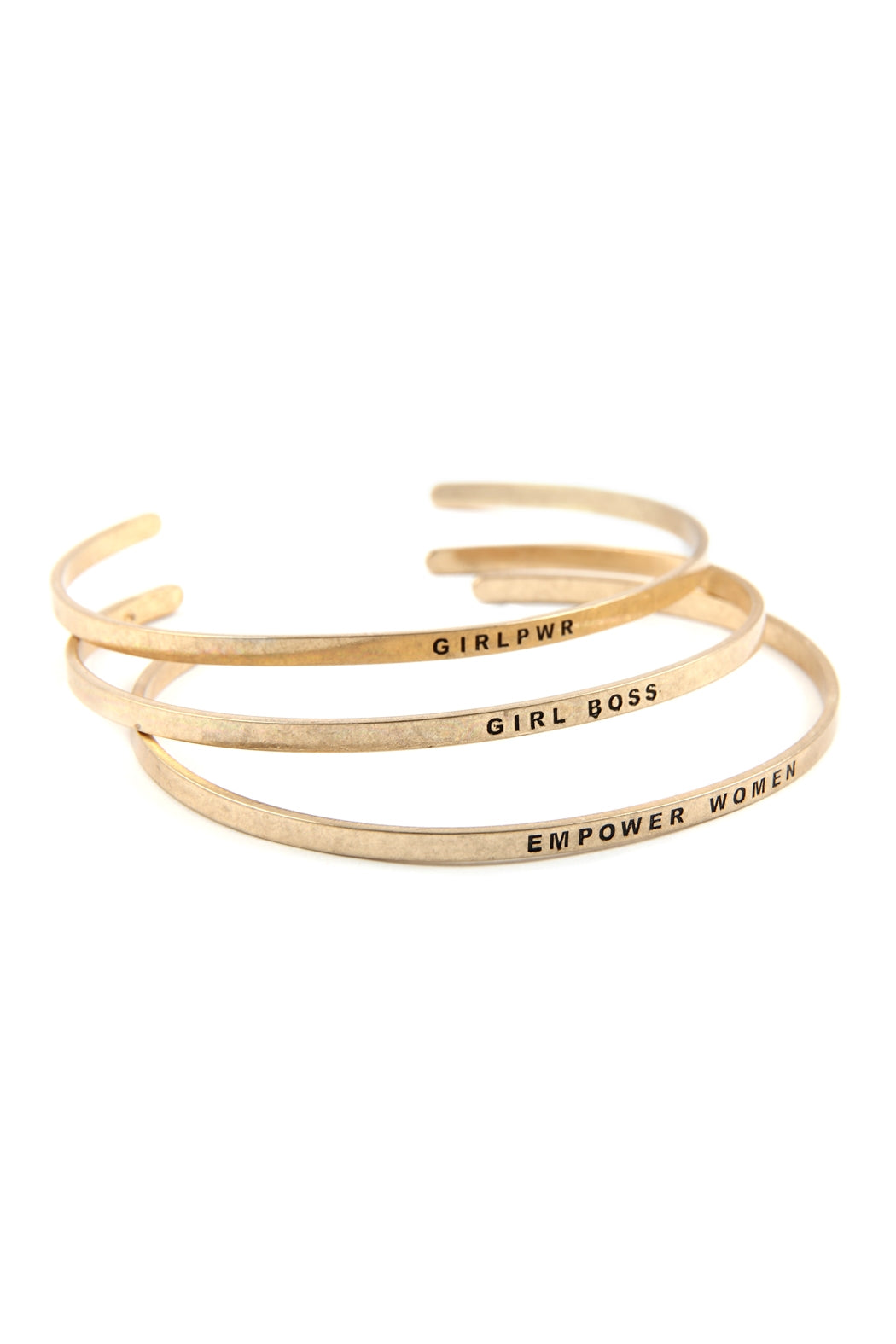 "Girl Power and Empower Women" Bangle Bracelet Set