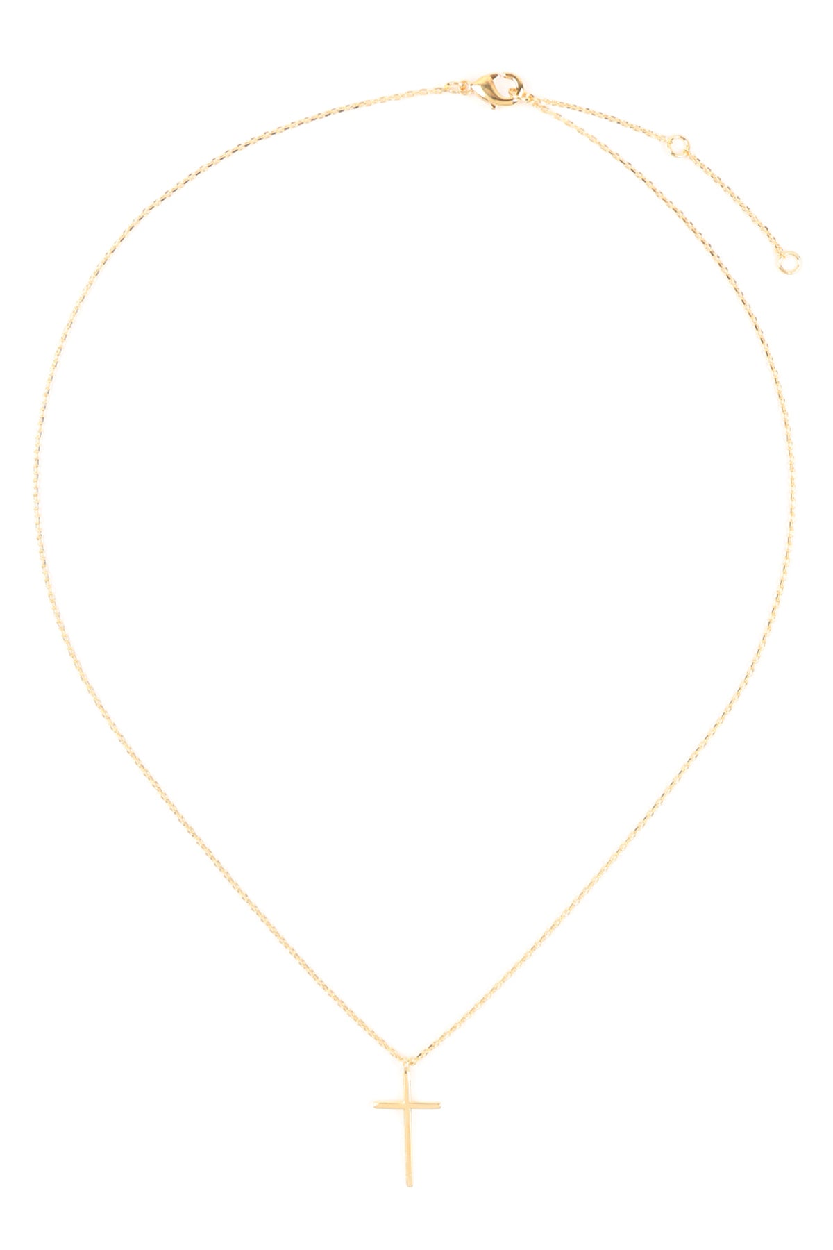 Cross Brass Pendant Necklace Gold