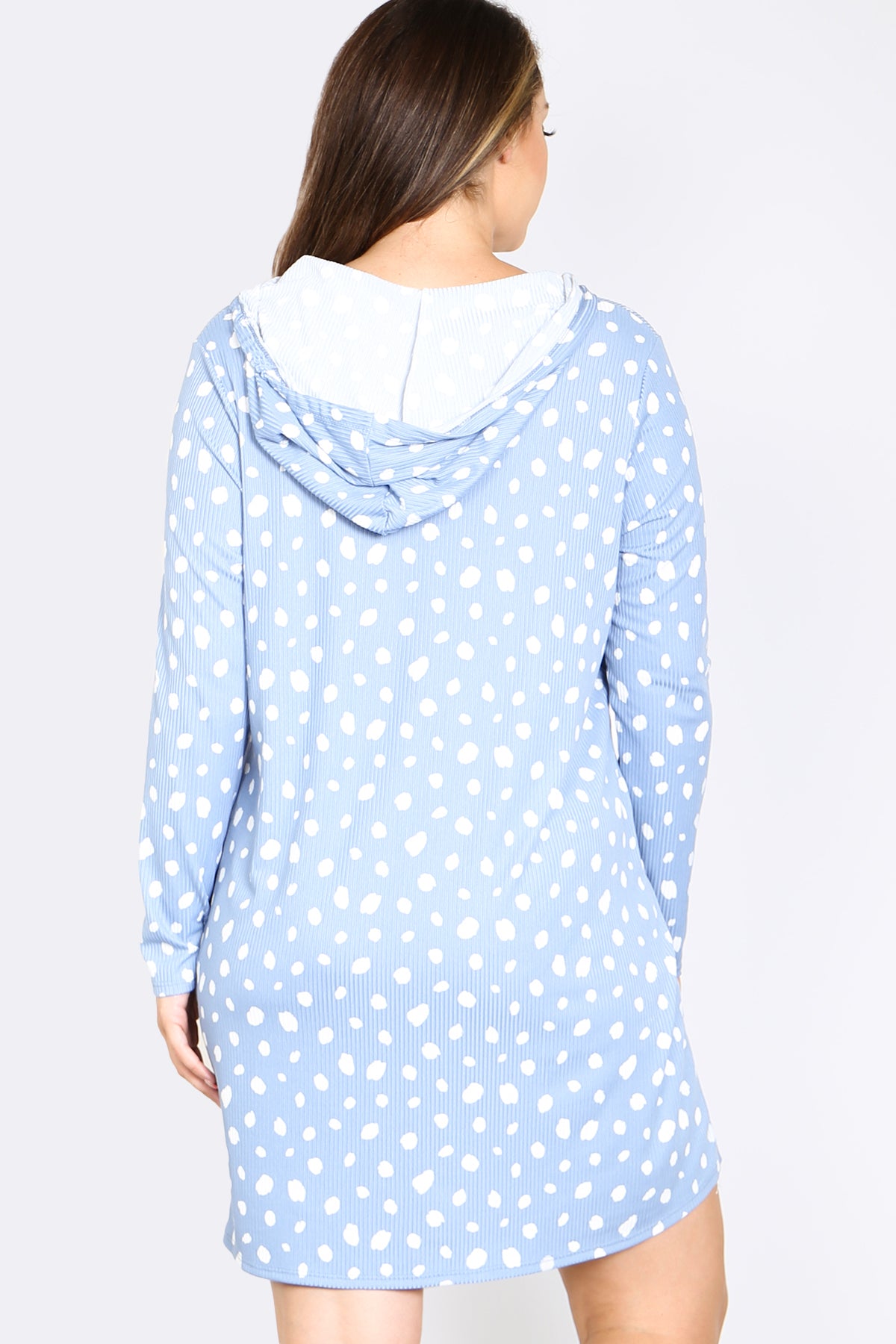 Plus Size Animal Print Long Sleeve Hoodie Dress