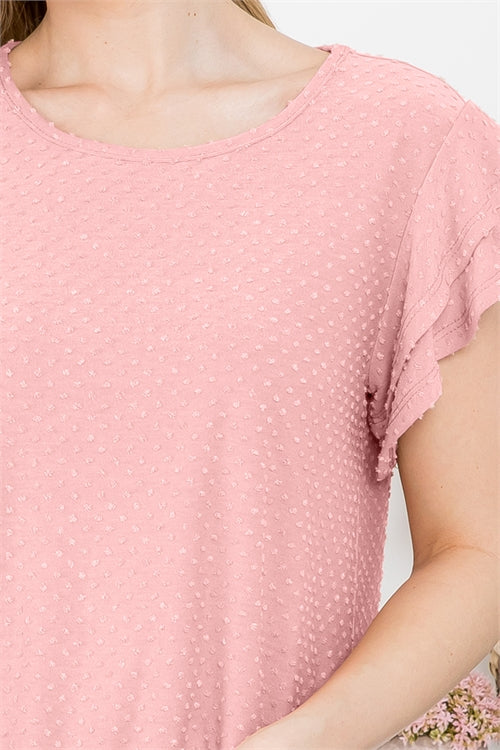 Plus Size Women’s Swiss Dot Ruffle Sleeve Blouse Top