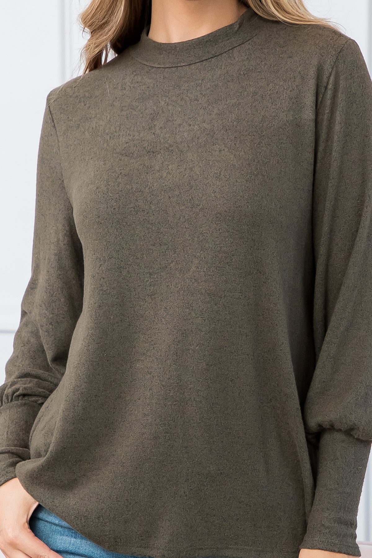 Puff Sleeve Mock Neck Top