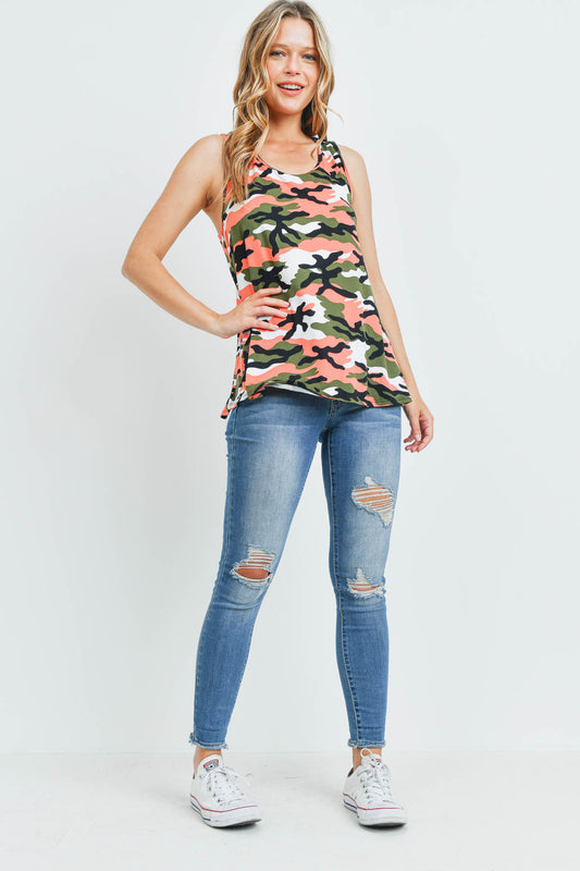 Camouflage Round Neck Tank Top