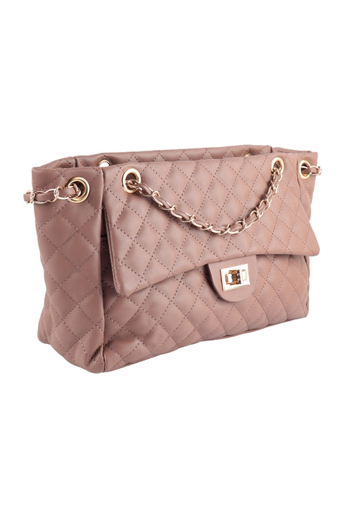 Womens Fashion Leather Diamond Pattern Quilted Handbag