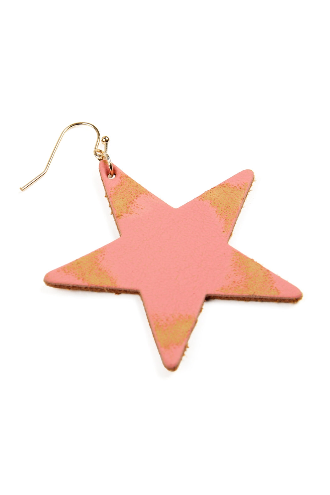 Star Cut Leather Earrings Pink