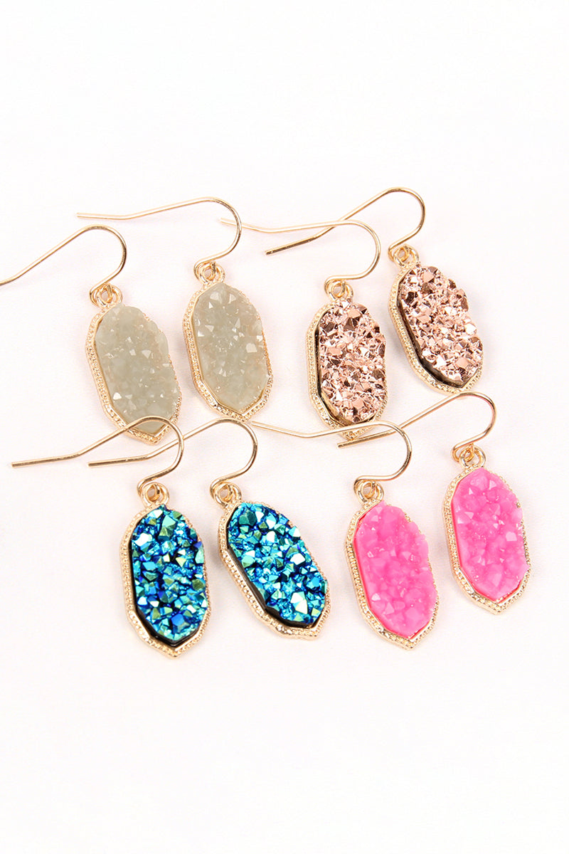 Gray Druzy Drop Earrings