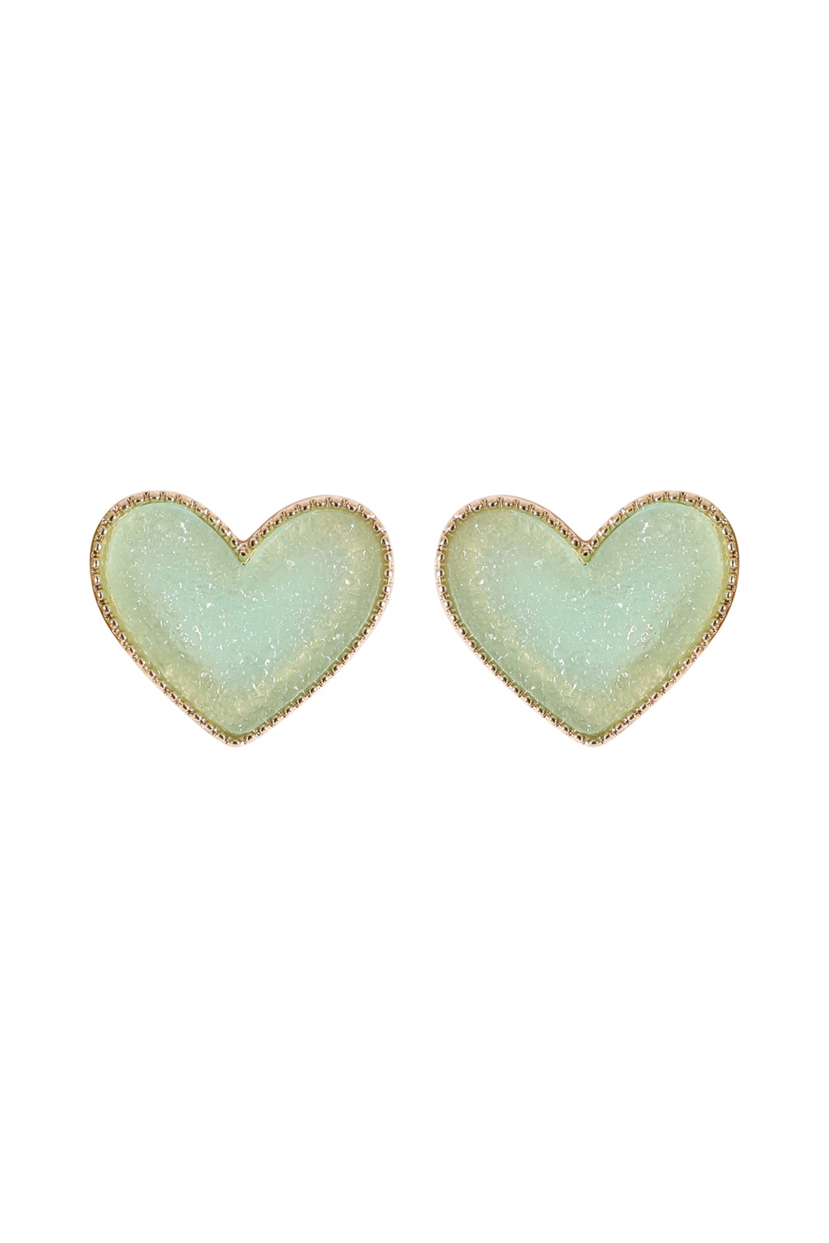 Heart Druzy Stud Earrings