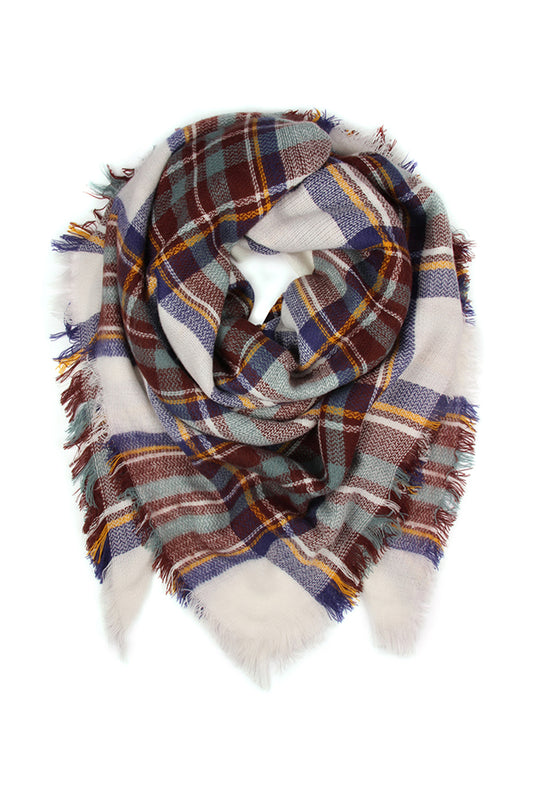 Fringed Plaid Scarf