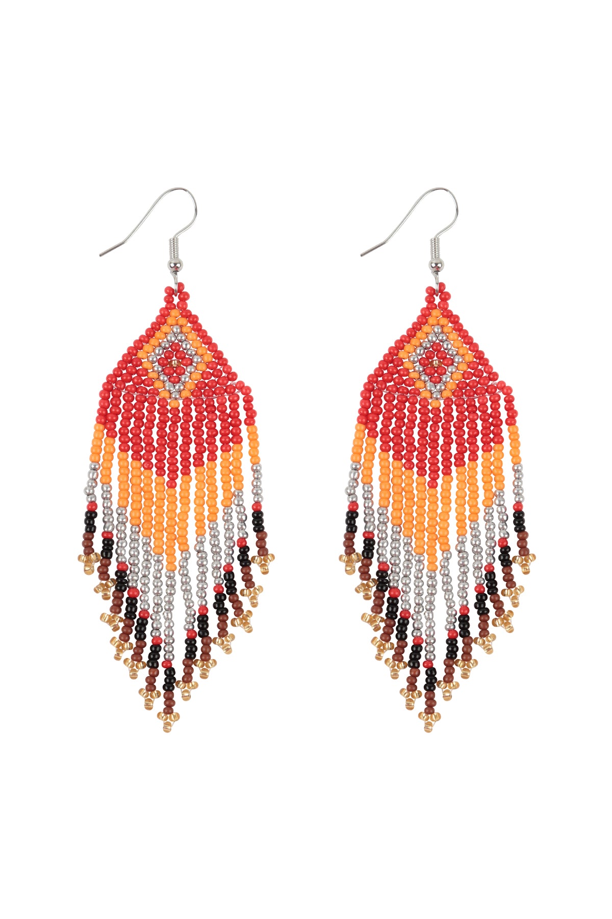 Tribal Pattern Seed Beads Boho Fish Hook Earrings .6PAIRS
