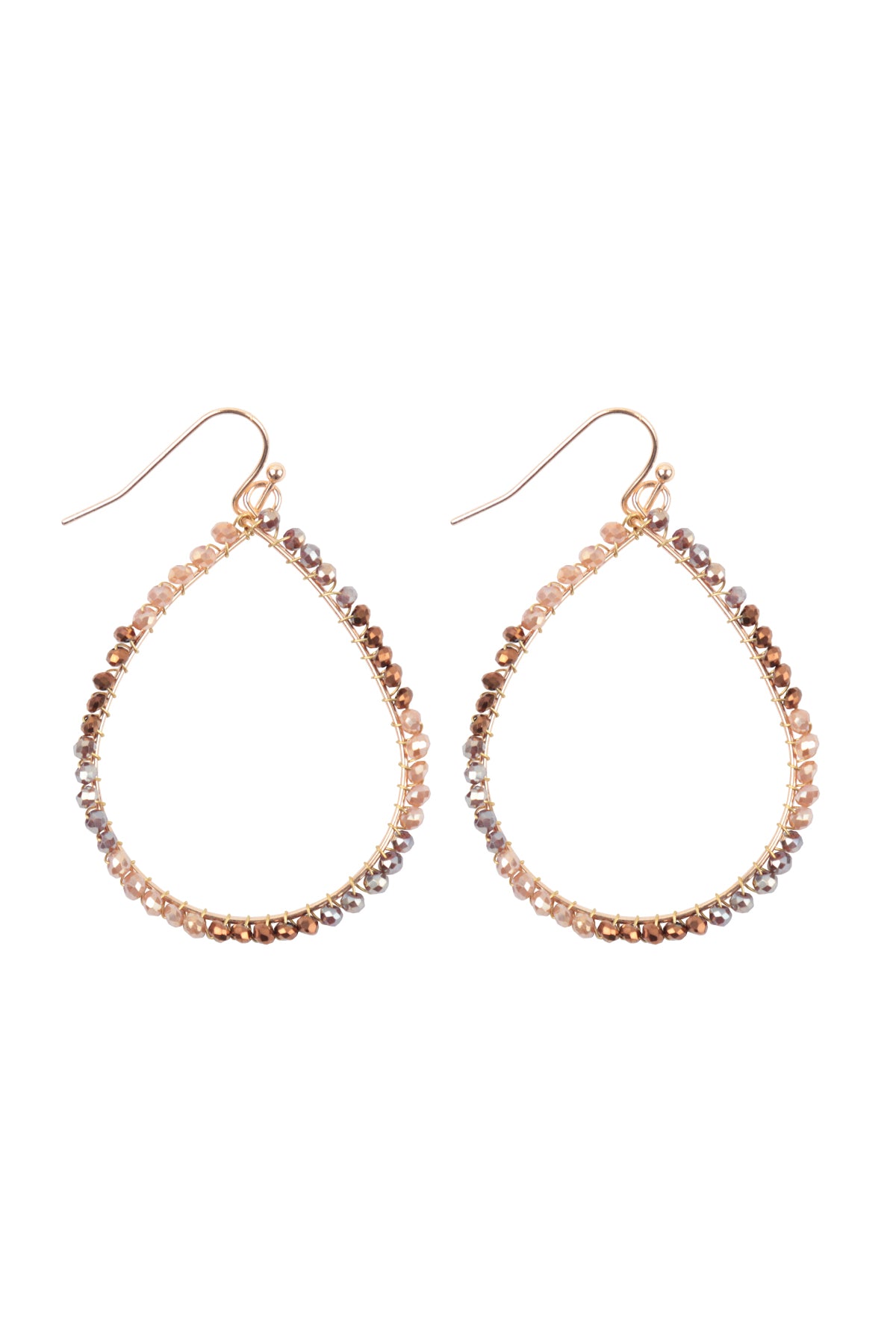 Wire Teardrop Glass Beads Fish Hook Earrings
