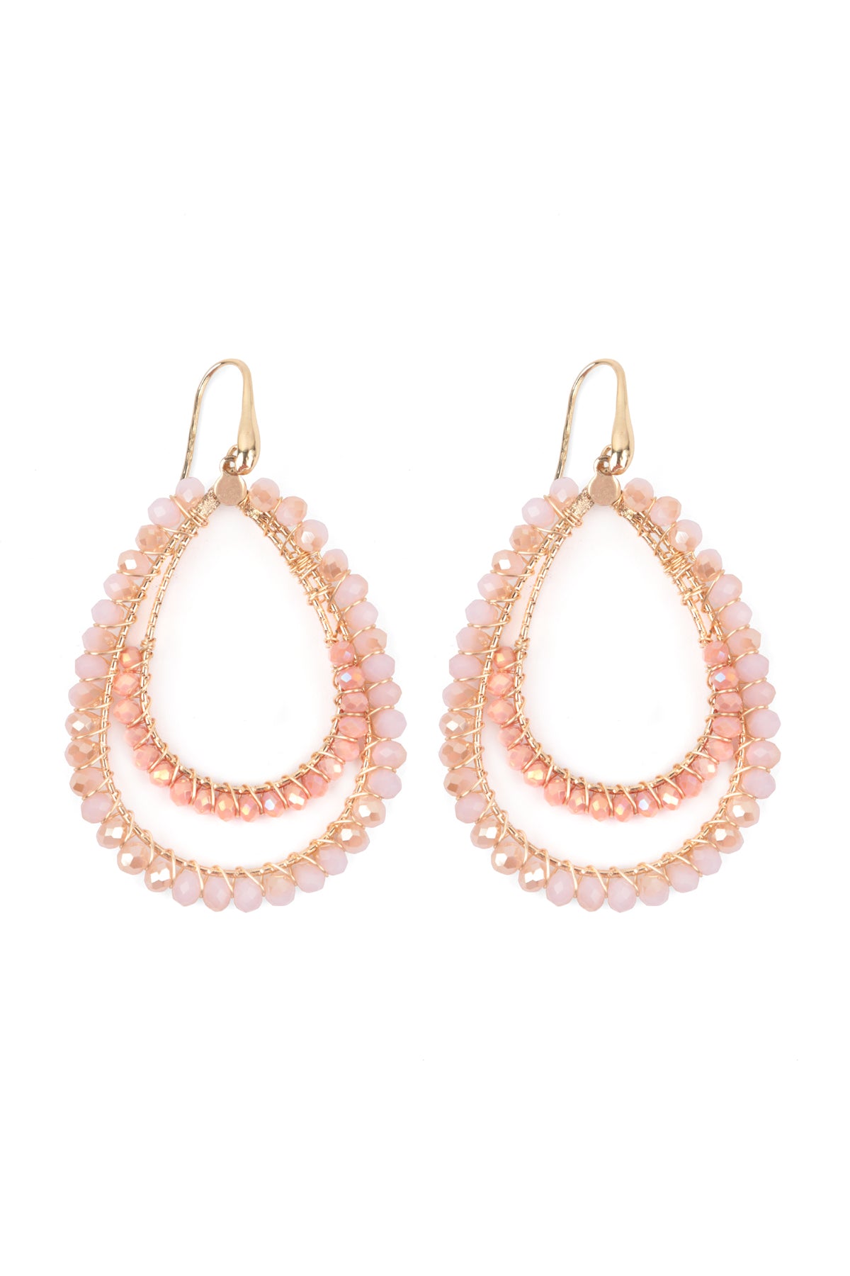 Boho Layered Rondelle Beads Teardrop Hook Earrings /6PAIRS