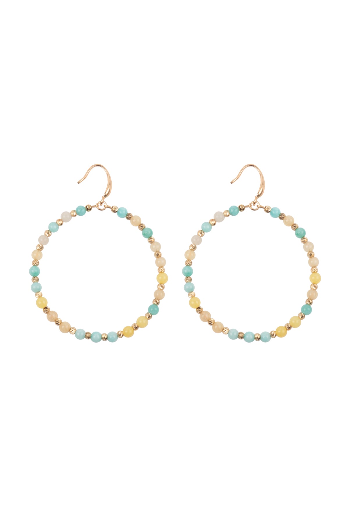 Textured Round Beads Hoop Earrings