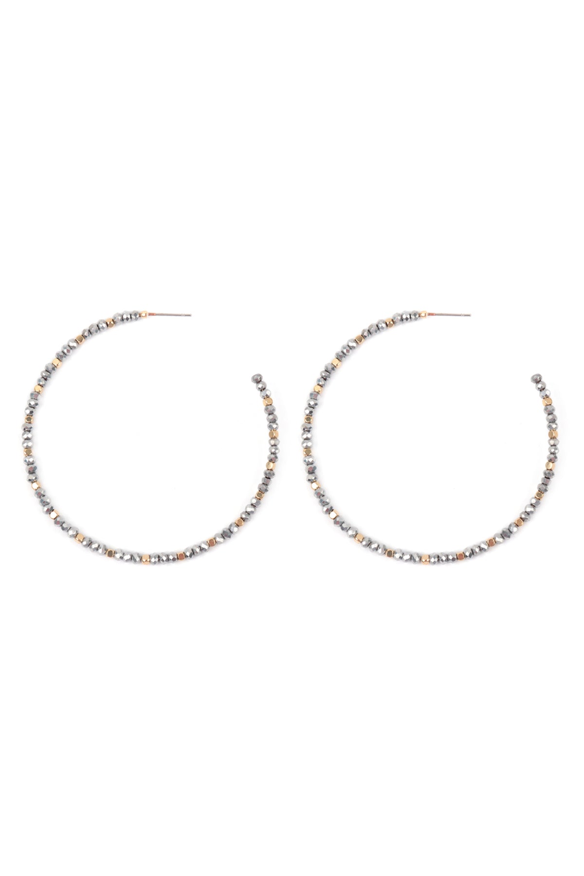 Rondelle Beads Hoop Earrings Gold