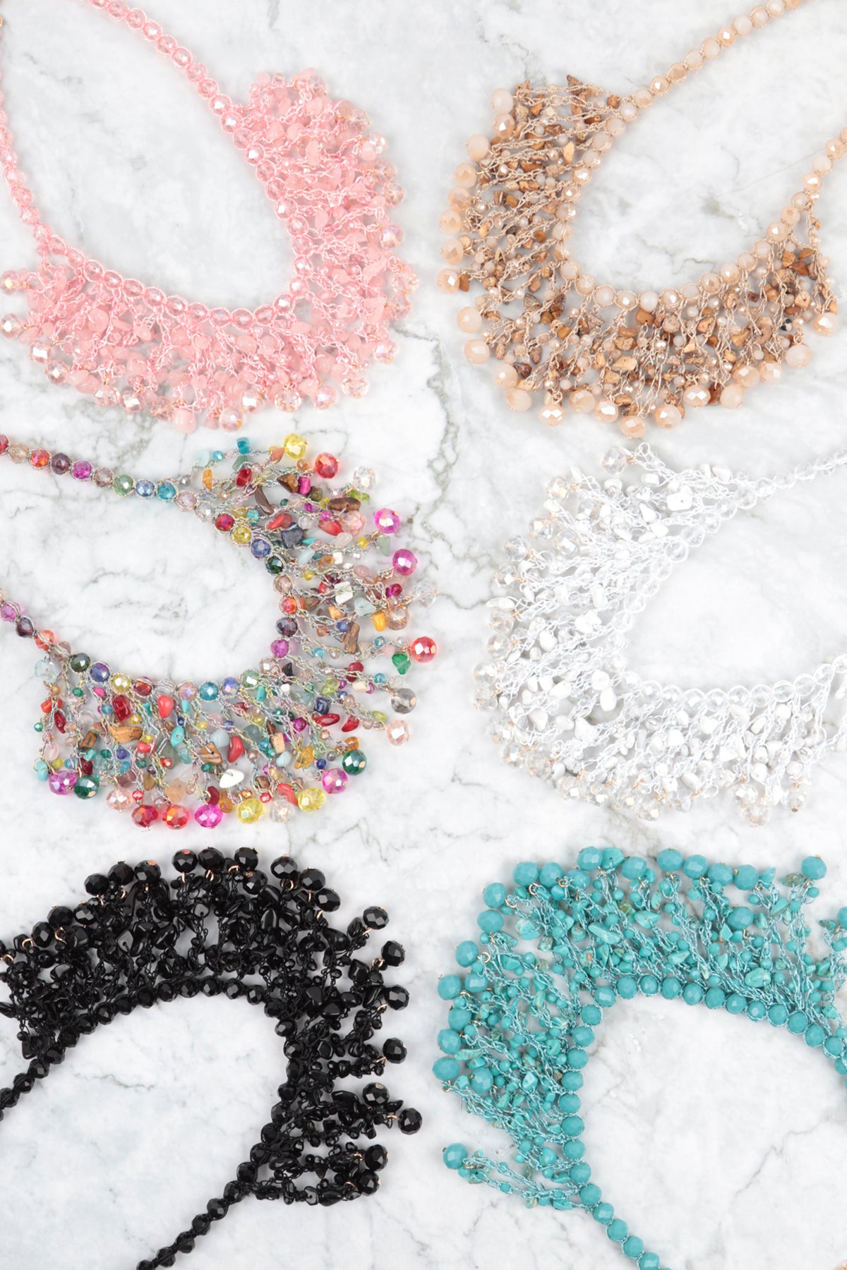 Glass Beads Statement Bib Necklace