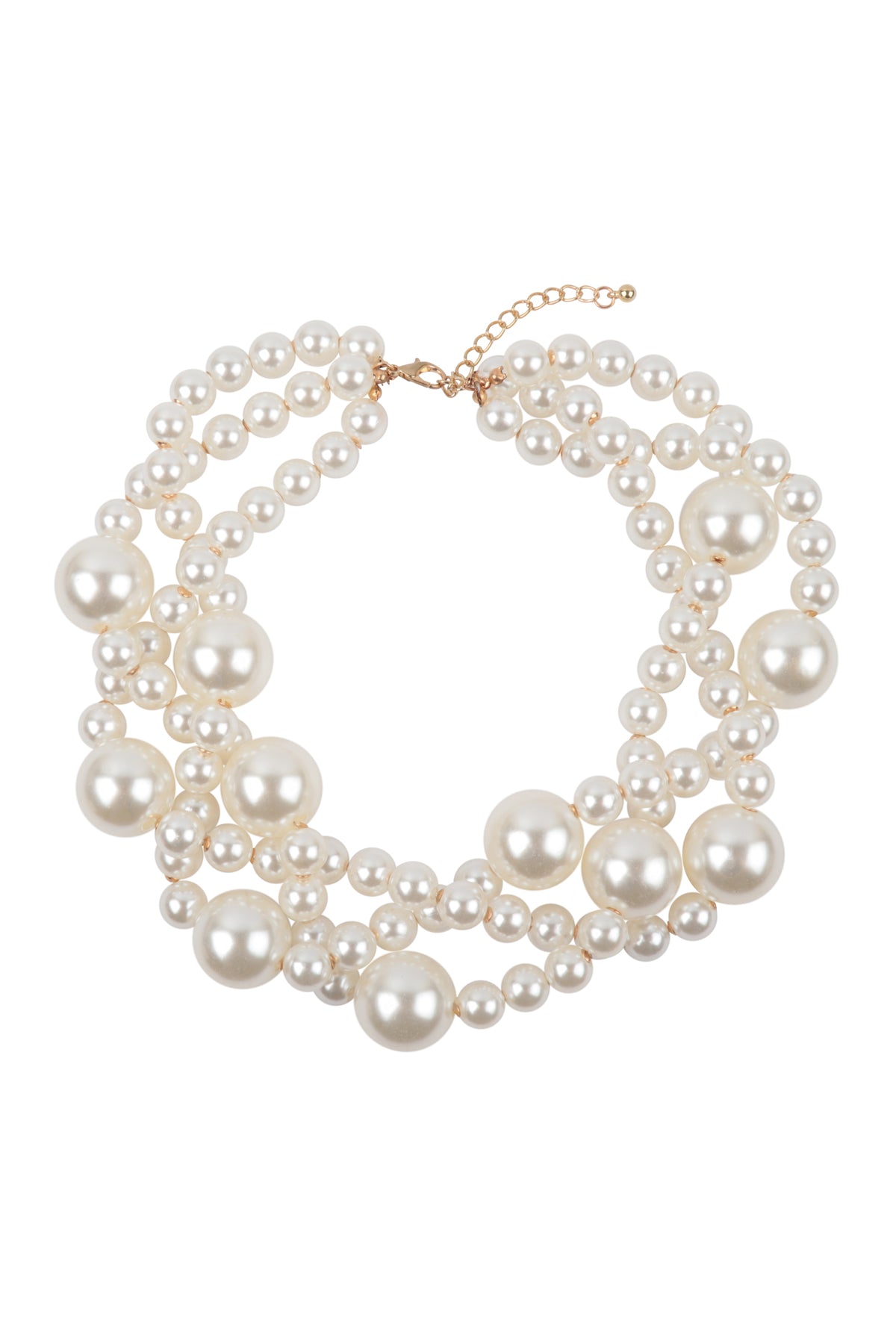 Multi Size Cluster Pearl Choker Necklace