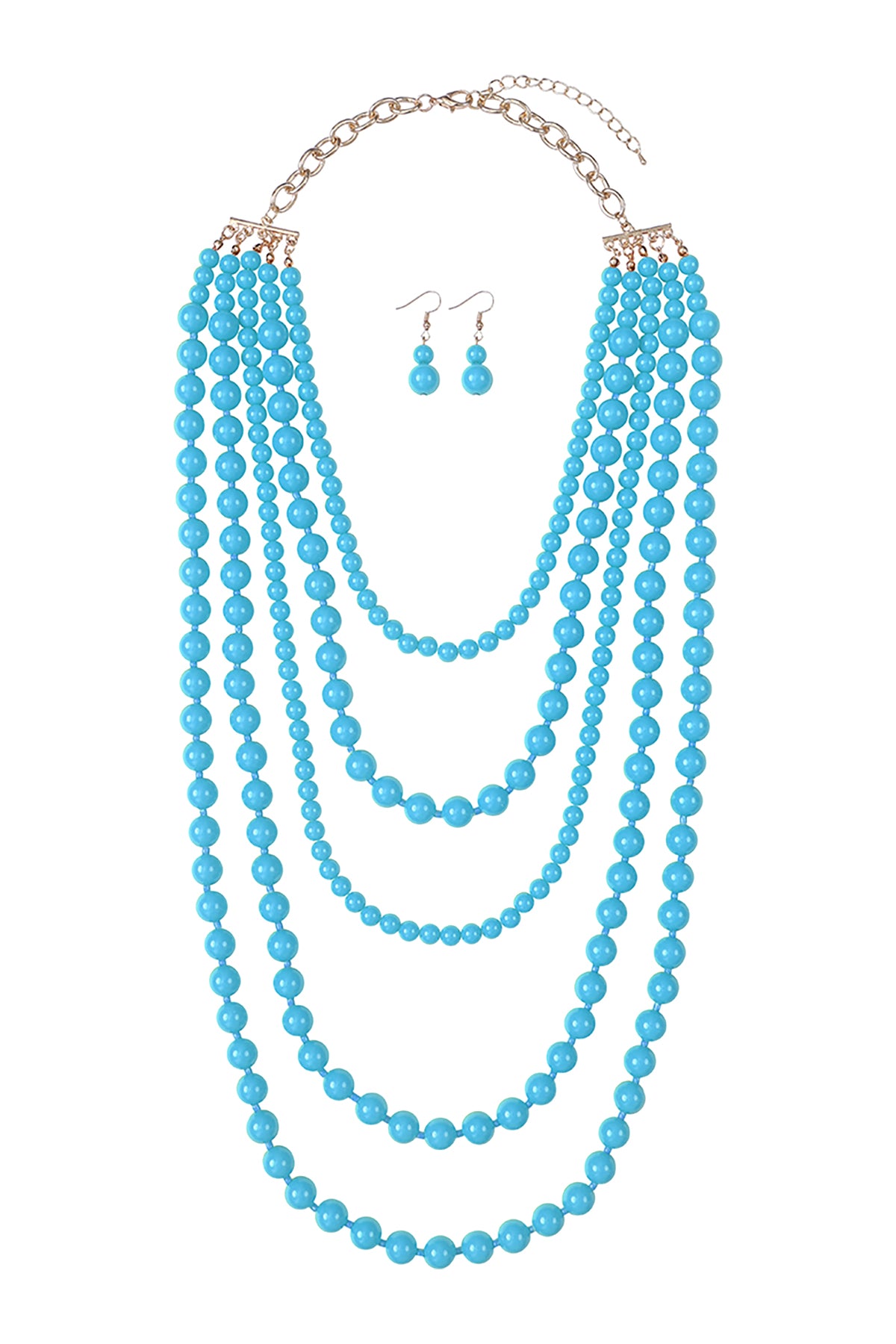 Multilayered Beads Necklace & Earrings Set