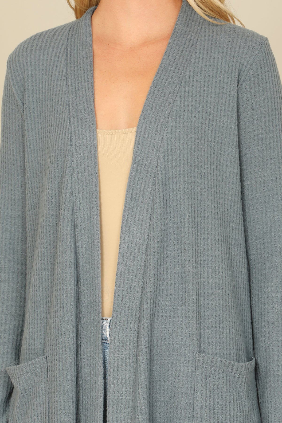 Brushed Waffle Long Sleeve Cardigan