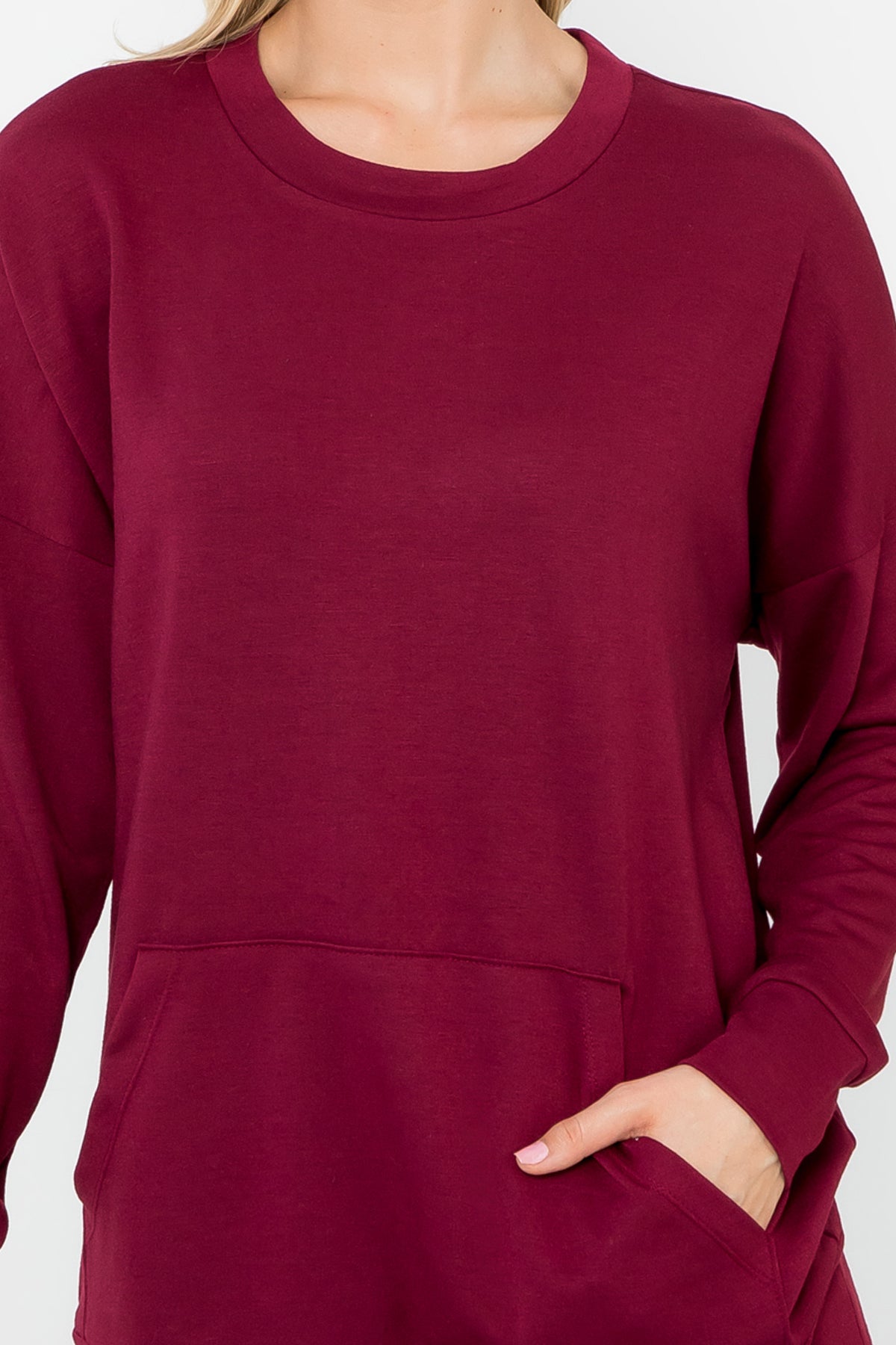 Long Sleeve French Terry Kangaroo Pocket Top