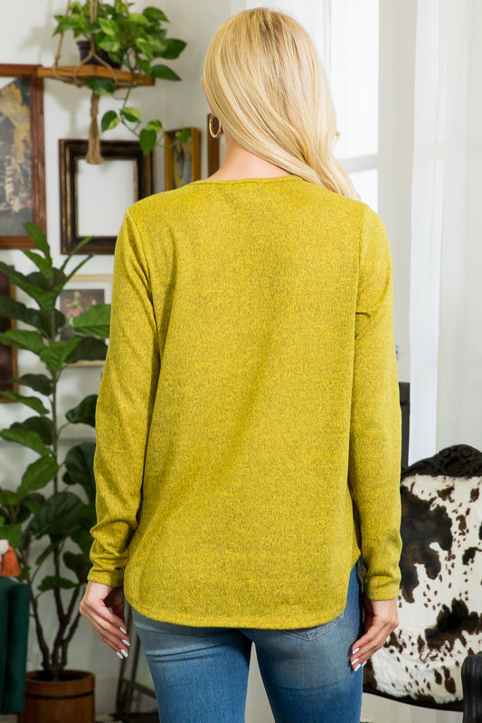 Plus Size Long Sleeve Shirring Detail Top