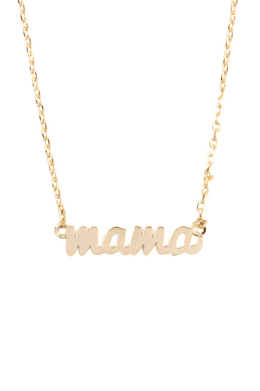 "Mama" Script Brass Chain Necklace