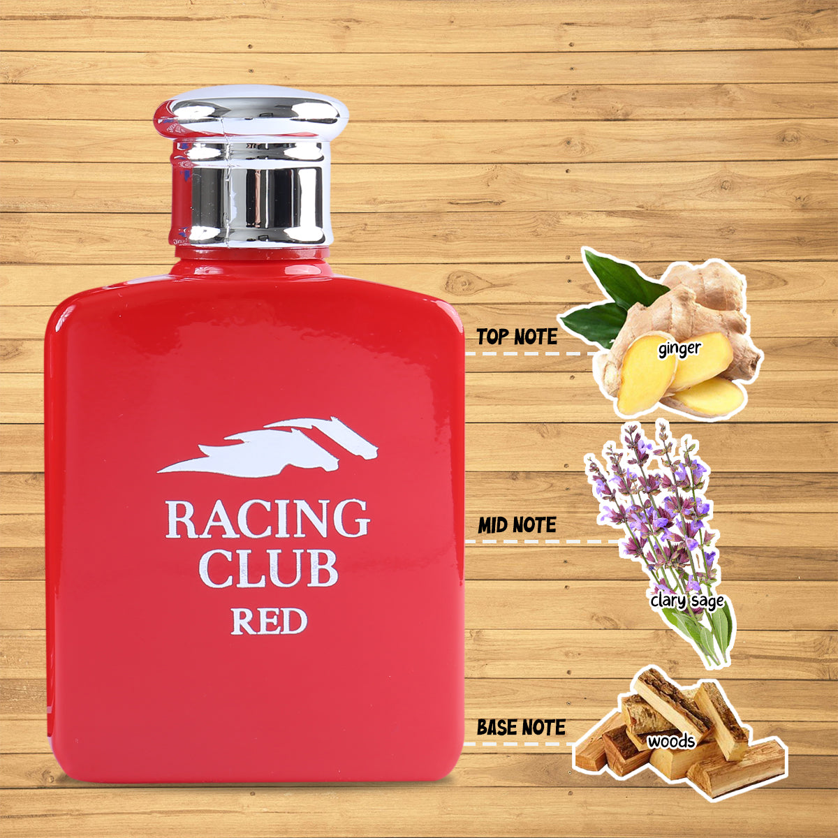 Racing Club Red Spray Cologne Eau De Toilette For Men - 100ML/3.4 FL.OZ./3PCS
