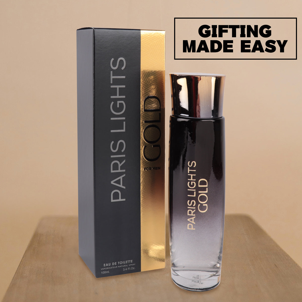Paris Lights Gold Spray Cologne Eau De Toilette For Men - 100ML/3.4 FL.OZ./3PCS