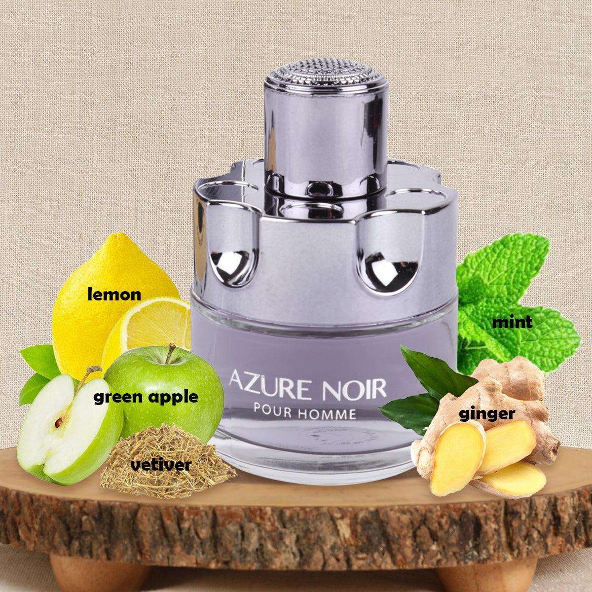 Azure Noir Spray Cologne Eau De Toilette For Men - 100ML/3.4 FL.OZ.