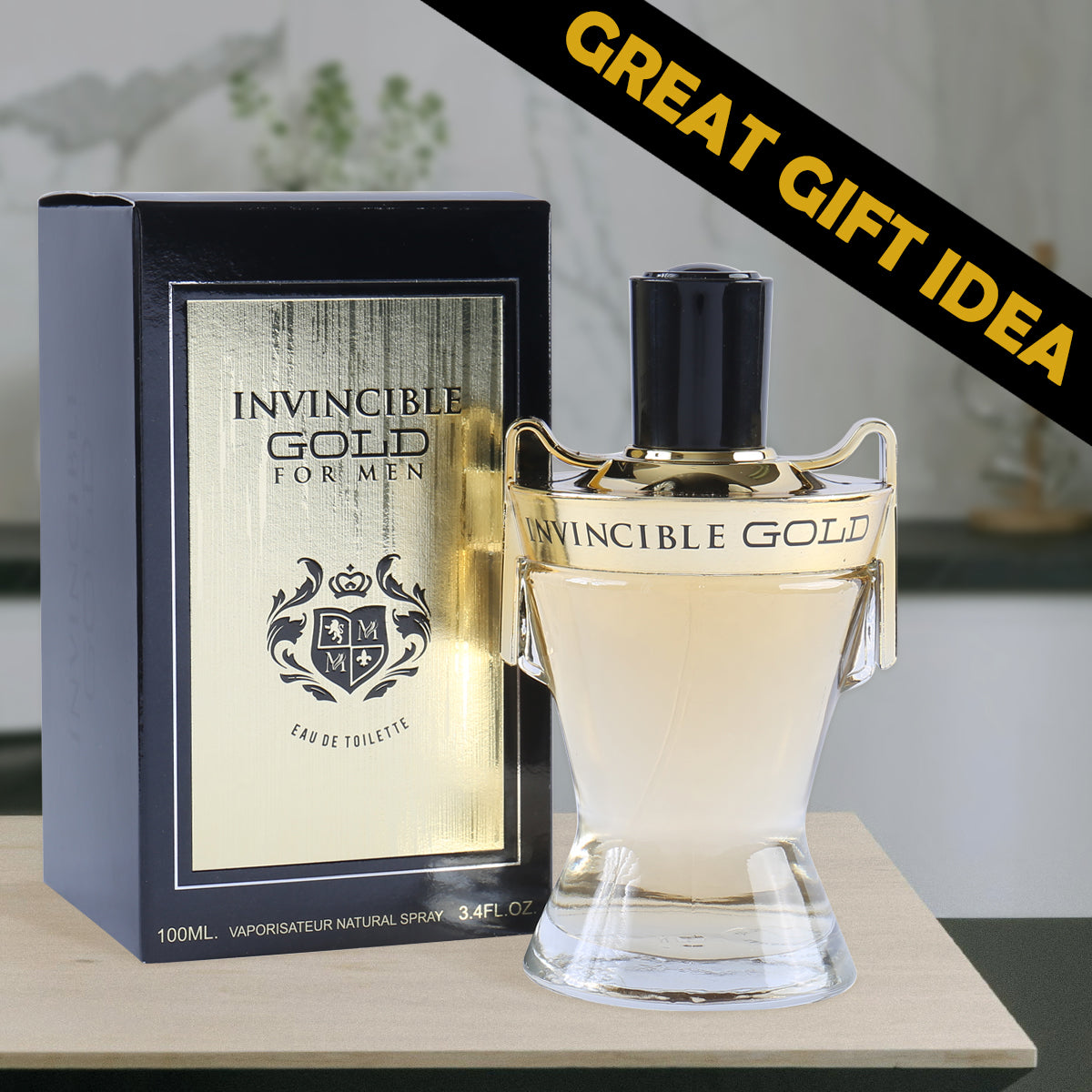 Invincible Gold Spray Cologne Eau De Toilette For Men - 100ML/3.4 FL.OZ.