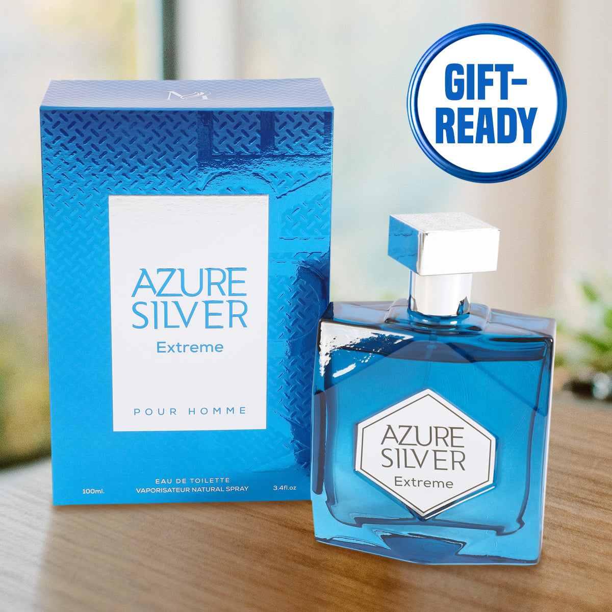 Azure Silver Extreme Spray Cologne Eau De Toilette For Men- 100ML/3.4 FL.OZ.