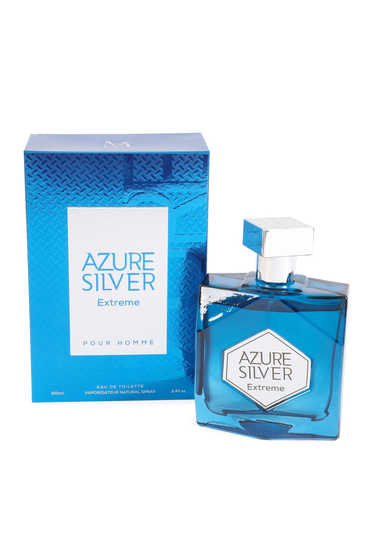 Azure Silver Extreme Spray Cologne Eau De Toilette For Men- 100ML/3.4 FL.OZ.