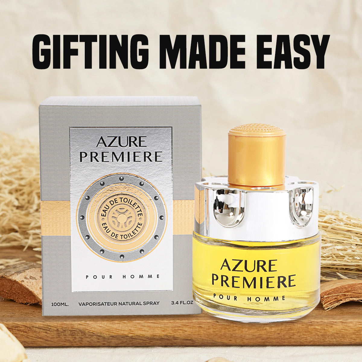 Azure Premiere Spray Cologne Eau De Toilette For Men - 100ML/3.4 FL.OZ.