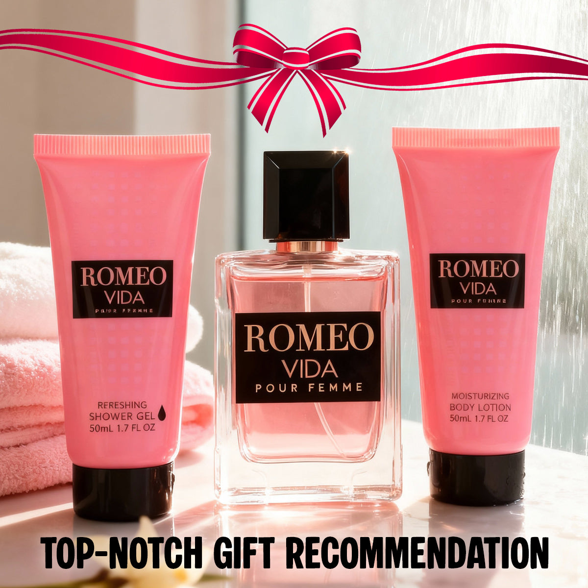 Romeo Vida Shower Gel, Spray Perfume Eau De Parfum, Body Lotion For Women -  50ML/1.7FL.OZ/3 GIFT SET
