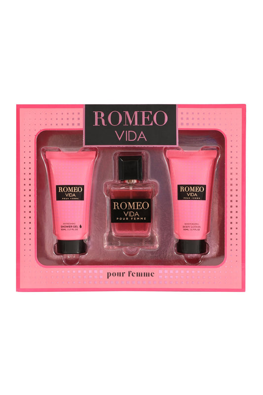 Romeo Vida Shower Gel, Spray Perfume Eau De Parfum, Body Lotion For Women -  50ML/1.7FL.OZ/3 GIFT SET
