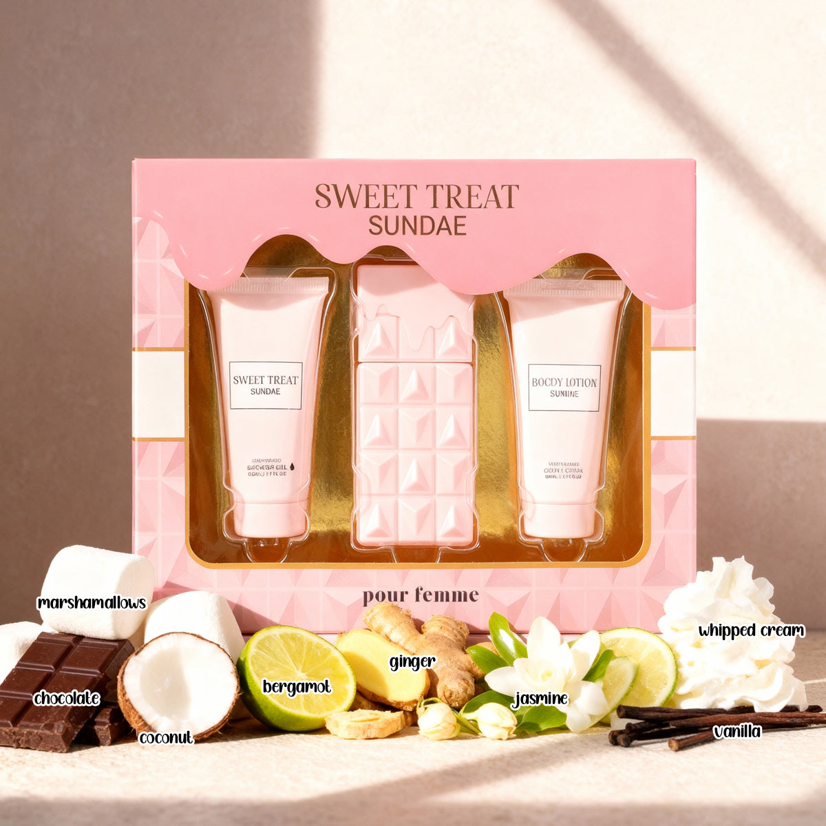 Sweet Treat Sundae Shower Gel, Spray Perfume Eau De Parfum  50ML/1.7FL.OZ/3 GIFT SET