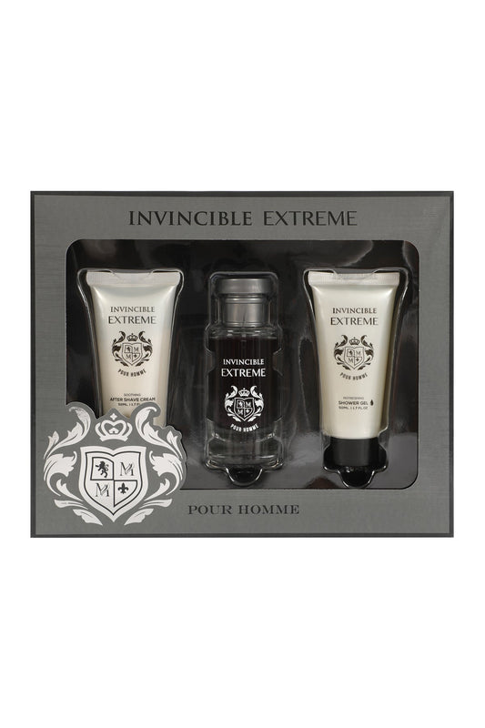 Invincible Extreme After Shave Cream, Spray Perfume Eau De Toilette, Shower Gel For Men - 50ML/1.7FL.OZ/3 GIFT SET