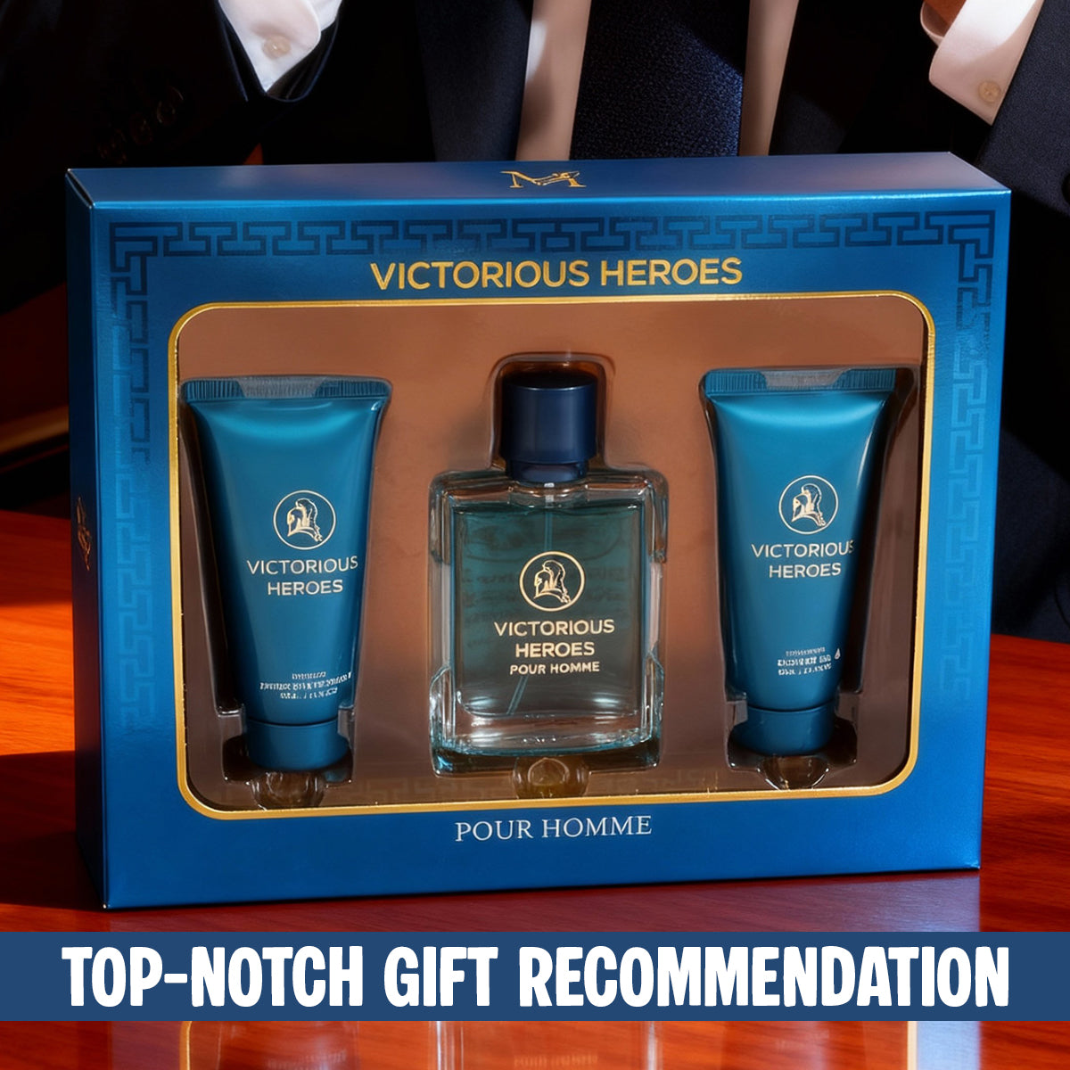 Victorious Heroes After Shave Cream, Spray Perfume Eau De Toilette, Shower Gel For Men - 50ML/1.7FL.OZ/3 GIFT SET