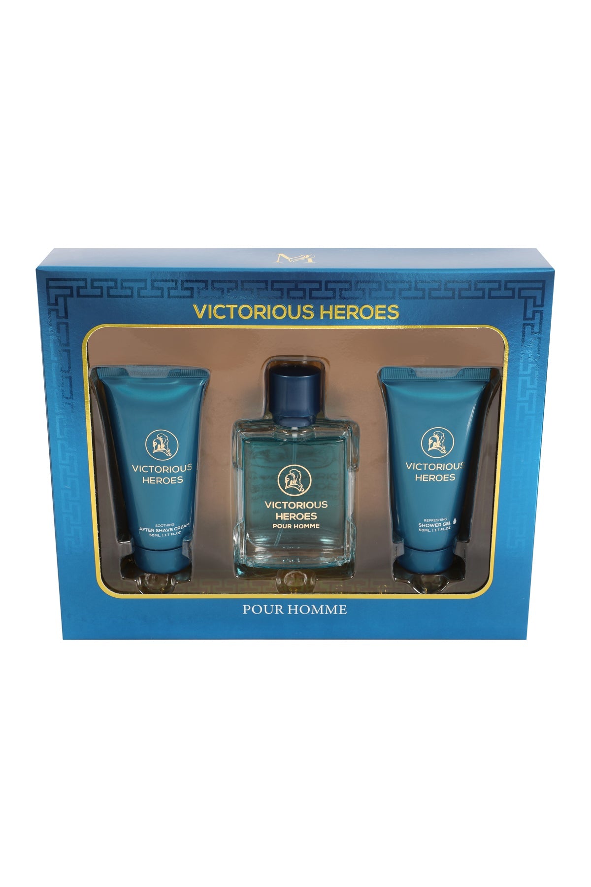 Victorious Heroes After Shave Cream, Spray Perfume Eau De Toilette, Shower Gel For Men - 50ML/1.7FL.OZ/3 GIFT SET