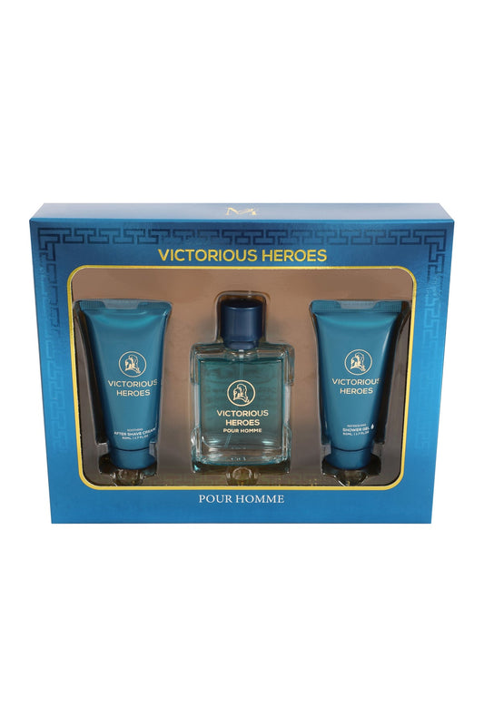 Victorious Heroes After Shave Cream, Spray Perfume Eau De Toilette, Shower Gel For Men - 50ML/1.7FL.OZ/3 GIFT SET