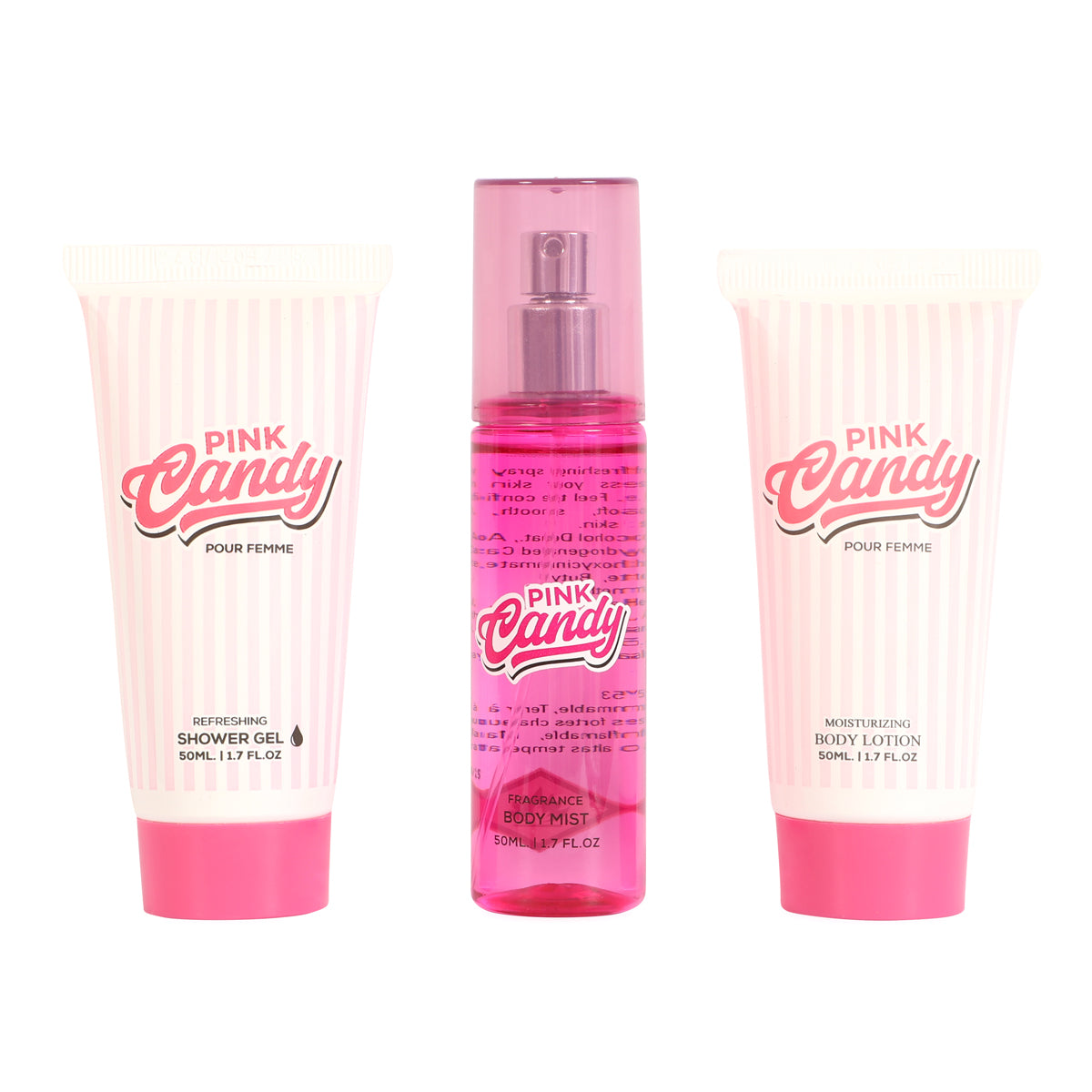 Pink Candy Refreshing Shower Gel, Fragrance Body Mist, Moisturizing Body Lotion For Women - 50ML/1.7FL.OZ