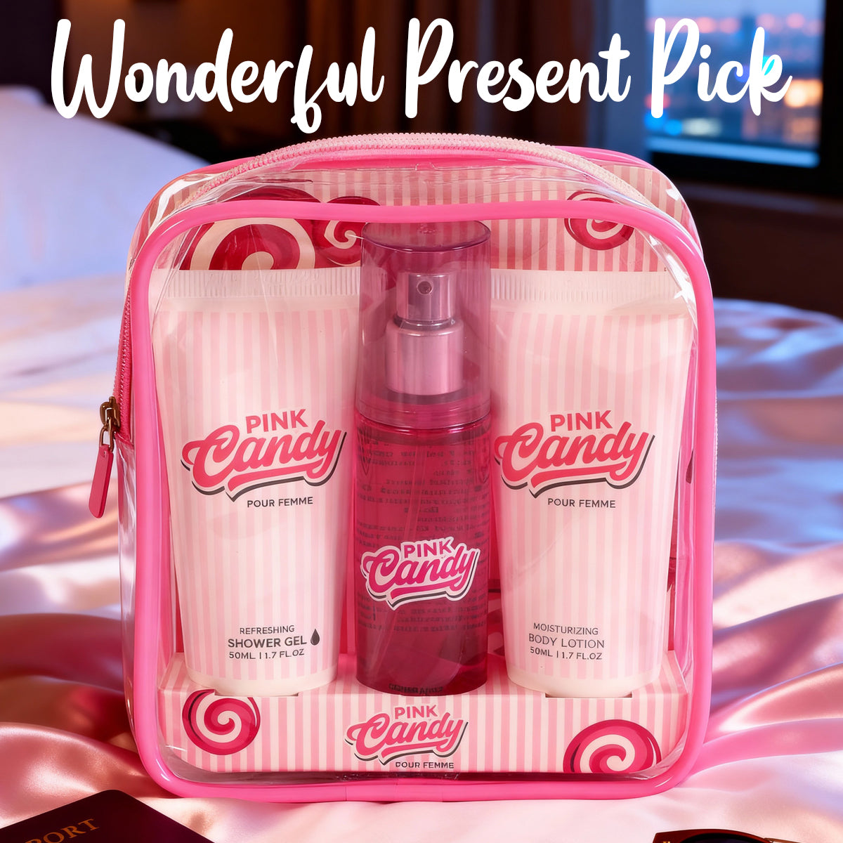 Pink Candy Refreshing Shower Gel, Fragrance Body Mist, Moisturizing Body Lotion For Women - 50ML/1.7FL.OZ