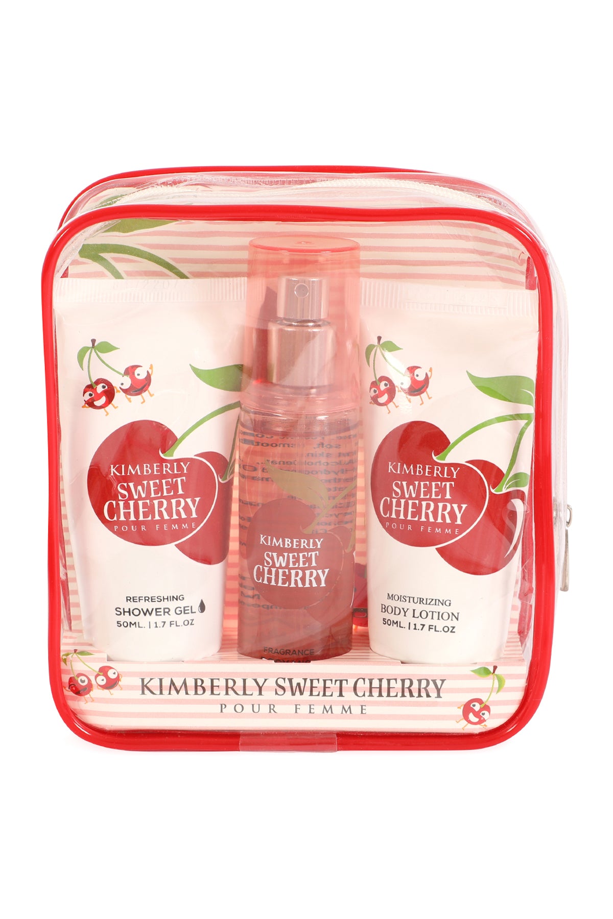 Kimberly Sweet Cherry Refreshing Shower Gel, Fragrance Body Mist Moisturizing Body Lotion For Women - 50ML/1.7FL.OZ