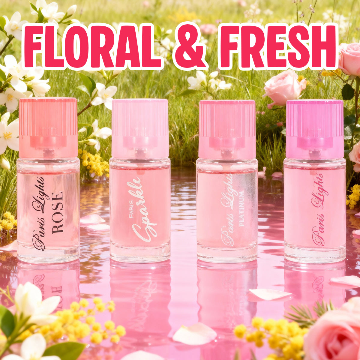 Paris Light Discovery Rose, Sparkle, Platinum, Light Spray Perfume Eau De Parfum For Women - 15ML/0.5FL.OZ./3 GIFT SET