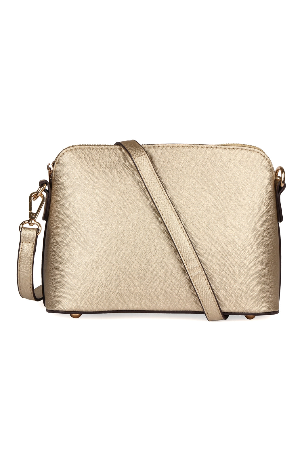 Faux Saffiano Crossbody Bag Rose Gold