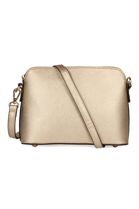 Faux Saffiano Crossbody Bag Rose Gold