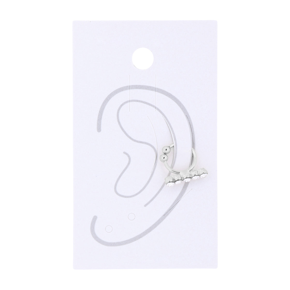 Huggie With A Row Cubic Zirconia Earrings Silver