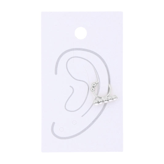 Huggie With A Row Cubic Zirconia Earrings Silver