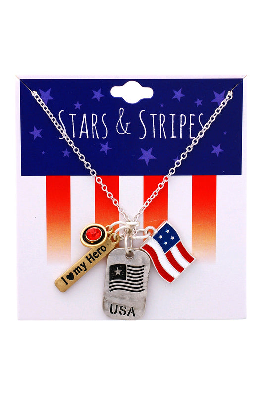 American Flag Tag Cluster Pendant