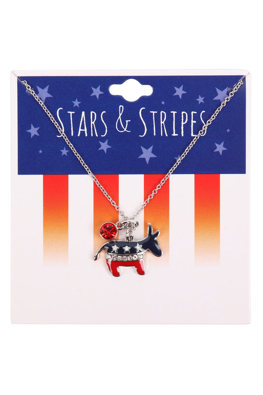 USA Flag Democrats Donkey Necklace